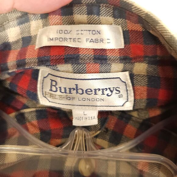 Burberrys of London Mens Large Flannel Plaid Button Down Up Shirt Made In USA - Picture 3 of 7